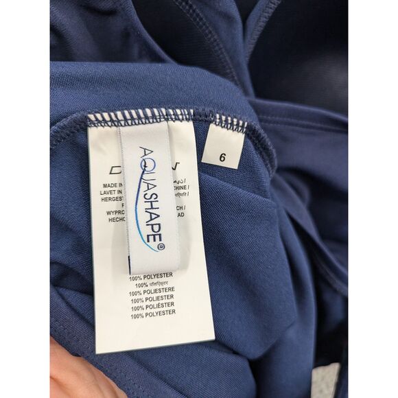 NWT Dolfin Aquashape Women's Moderate Scoop Back Navy One Piece Swimsuit sz 6 - Picture 9 of 9